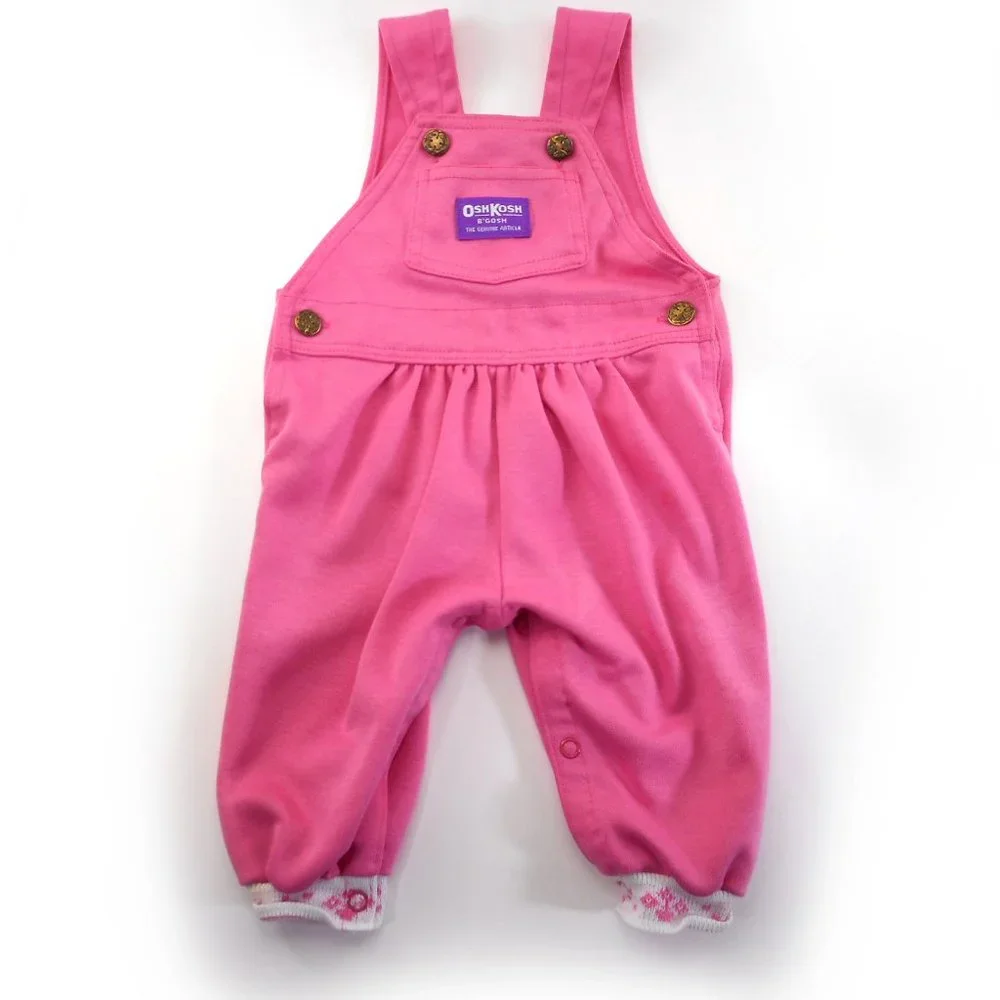 Vintage Oshkosh B'Gosh Overalls 6-9 Mo Vestbak USA Pink